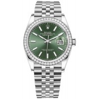 Rolex Datejust 36 White Gold &amp; Diamonds Mint Green Dial Women's Replica Watch M126284RBR-0043