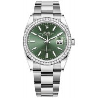 Rolex Datejust 36 White Gold &amp; Diamonds Mint Green Dial Women's Replica Watch M126284RBR-0044