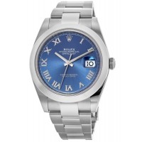 Rolex Datejust 41 Stainless Steel Azzuro Blue Roman Dial Men's Replica Watch M126300-0017