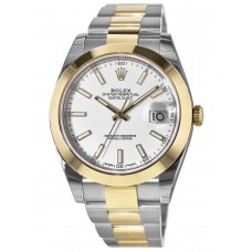 Rolex Datejust 41 Gold &amp; Steel White Dial Men's Replica Watch M126303-0015