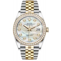 Rolex Datejust 41 Steel &amp; Yellow Gold Mother of Pearl Diamond Dial Custom Diamond Bezel  Unisex Replica Watch M126303-0018-CD