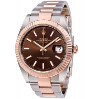 Rolex Datejust 41 Steel and Everose Gold Chocolate Dial Oystersteel Men's Replica Watch M126331-0001