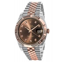 Rolex Datejust 41 Steel and Everose Gold Chocolate Dial Diamond  Men's Replica Watch M126331-0004