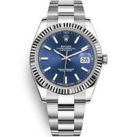 Rolex Datejust 41 Steel &amp; White Gold Blue Stick Dial Men's Replica Watch M126334-0001