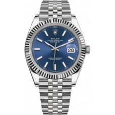 Rolex Datejust 41 Steel &amp; White Gold Blue Index Dial Jubilee Bracelet Men's Replica Watch M126334-0002