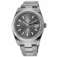 Rolex Datejust 41 Steel &amp; White Gold Fluted Bezel Slate Dial Oyster Men's Replica Watch M126334-0013