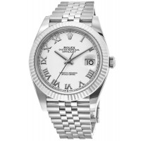 Rolex Datejust 41 Stainless Steel White Roman Dial Men's Replica Watch M126334-0024