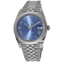 Rolex Datejust 41 Steel &amp; White Gold Blue Roman Dial Fluted Bezel Jubilee Band Men's Replica Watch M126334-0026