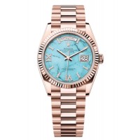 Rolex Day-Date Rose Gold Turquoise Diamond-Set Roman Dial Women's Replica Watch M128235-0064