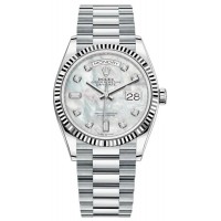 Rolex Day-Date Platinum Mother-of-Pearl Diamond Dial Women's Replica Watch M128236-0002