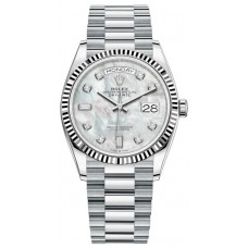 Rolex Day-Date Platinum Mother-of-Pearl Diamond Dial Women's Replica Watch M128236-0002
