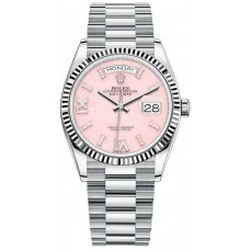 Rolex Day-Date Platinum Pink Opal Roman Diamond Dial Women's Replica Watch M128236-0006
