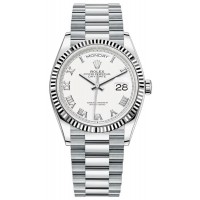 Rolex Day-Date Platinum White Dial Women's Replica Watch M128236-0007