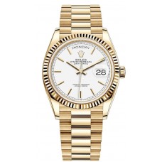 Rolex Day-Date Yellow Gold White Dial Unisex Replica Watch M128238-0081