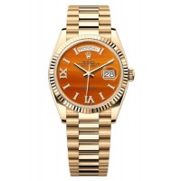 Rolex Day-Date Yellow Gold Carnelian Diamond-Set Roman Dial Women's Replica Watch M128238-0088