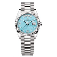 Rolex Day-Date White Gold Turquoise Diamond-Set Roman Dial Women's Replica Watch M128239-0044