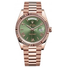 Rolex Day-Date 40 18k Everose Gold Olive Green Dial 60th Anniversary Men's Replica Watch M228235-0025