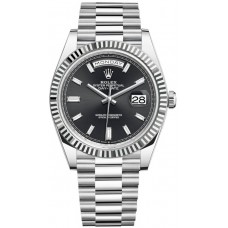 Rolex Day-Date 40 Platinum Black Diamond Dial Men's Replica Watch M228236-0004