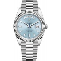 Rolex Day-Date 40 Platinum Ice-Blue Diamond Dial Men's Replica Watch M228236-0006