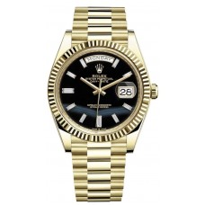 Rolex Day-Date 40 18K Yellow Gold Onyx Diamond Dial Men's Replica Watch M228238-0059