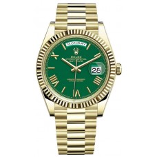 Rolex Day-Date 40 18K Yellow Gold Green Roman Dial Men's Replica Watch M228238-0061