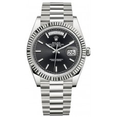 Rolex Day-Date 40 18K White Gold Black Dial Men's Replica Watch M228239-0004