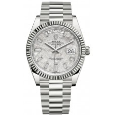 Rolex Day-Date 40 18K White Gold Meteorite Diamond Dial Men's Replica Watch M228239-0055