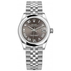 Rolex Datejust 31 Stainless Steel Dark Grey Roman Dial Women's Replica Watch M278240-0016