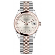 Rolex Datejust 31 Steel and 18kt Everose Gold Silver Diamond Dial Women's Replica Watch M278241-0016