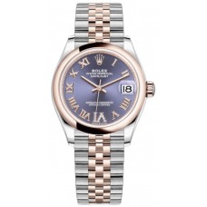 Rolex Datejust 31 Steel and 18kt Everose Gold Aubergine Pave Roman Dial Women's Replica Watch M278241-0020