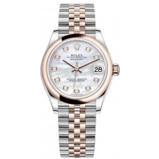 Rolex Datejust 31 Steel and 18kt Everose Gold Mother-of-Pearl Diamond Dial Women's Replica Watch M278241-0026