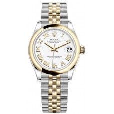 Rolex Datejust 31 Stainless Steel and Yellow Gold White Roman Dial Women's Replica Watch M278243-0002