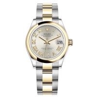 Rolex Datejust 31 Stainless Steel and Yellow Gold Silver Roman Diamond Dial Women's Replica Watch M278243-0003