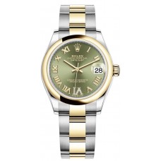 Rolex Datejust 31 Stainless Steel and Yellow Gold Olive Green Roman Diamond Dial Women's Replica Watch M278243-0015