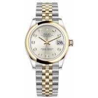 Rolex Datejust 31 Stainless Steel and Yellow Gold Silver Diamond Dial Women's Replica Watch M278243-0020