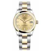 Rolex Datejust 31 Stainless Steel and Yellow Gold Champagne Diamond Dial Women's Replica Watch M278243-0025