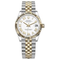 Rolex Datejust 31 Stainless Steel and Yellow Gold White Roman Dial Women's Replica Watch M278273-0002