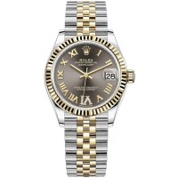 Rolex Datejust 31 Stainless Steel and Yellow Gold Grey Pave Roman Dial Women's Replica Watch M278273-0018