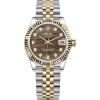 Rolex Datejust 31 Stainless Steel and Yellow Gold Black Mother of Pearl Diamond Dial Women's Replica Watch M278273-0024