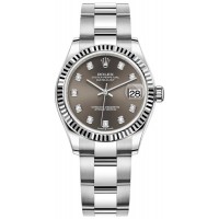 Rolex Datejust 31 Stainless Steel and White Gold Dark Grey Diamond Dial Women's Replica Watch M278274-0007