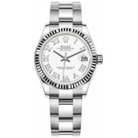 Rolex Datejust 31 Stainless Steel and White Gold White Roman Dial Women's Replica Watch M278274-0009