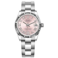 Rolex Datejust 31 Stainless Steel and White Gold Pink Roman Diamond Dial Women's Replica Watch M278274-0023