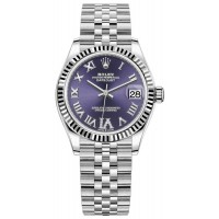 Rolex Datejust 31 Stainless Steel and White Gold Aubergine Roman Diamond Dial Women's Replica Watch M278274-0026