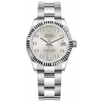 Rolex Datejust 31 Stainless Steel and White Gold Silver Diamond Dial Women's Replica Watch M278274-0029