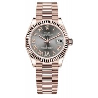 Rolex Datejust 31 Everose Gold Slate Diamond Pave Roman Dial Women's Replica Watch M278275-0033