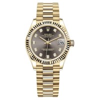 Rolex Datejust 31 Yellow Gold Dark Grey Diamond Dial Women's Replica Watch M278278-0036