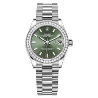 Rolex Datejust 31 White Gold Mint Green Dial Diamond Bezel Women's Replica Watch M278289RBR-0015