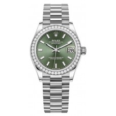 Rolex Datejust 31 White Gold Mint Green Dial Diamond Bezel Women's Replica Watch M278289RBR-0015