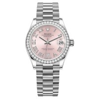 Rolex Datejust 31 White Gold Pink Diamond Pave Roman Dial Diamond Bezel Women's Replica Watch M278289RBR-0018