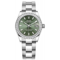 Rolex Datejust 31 White Gold Mint Green Dial Diamond Bezel Women's Replica Watch M278384RBR-0021